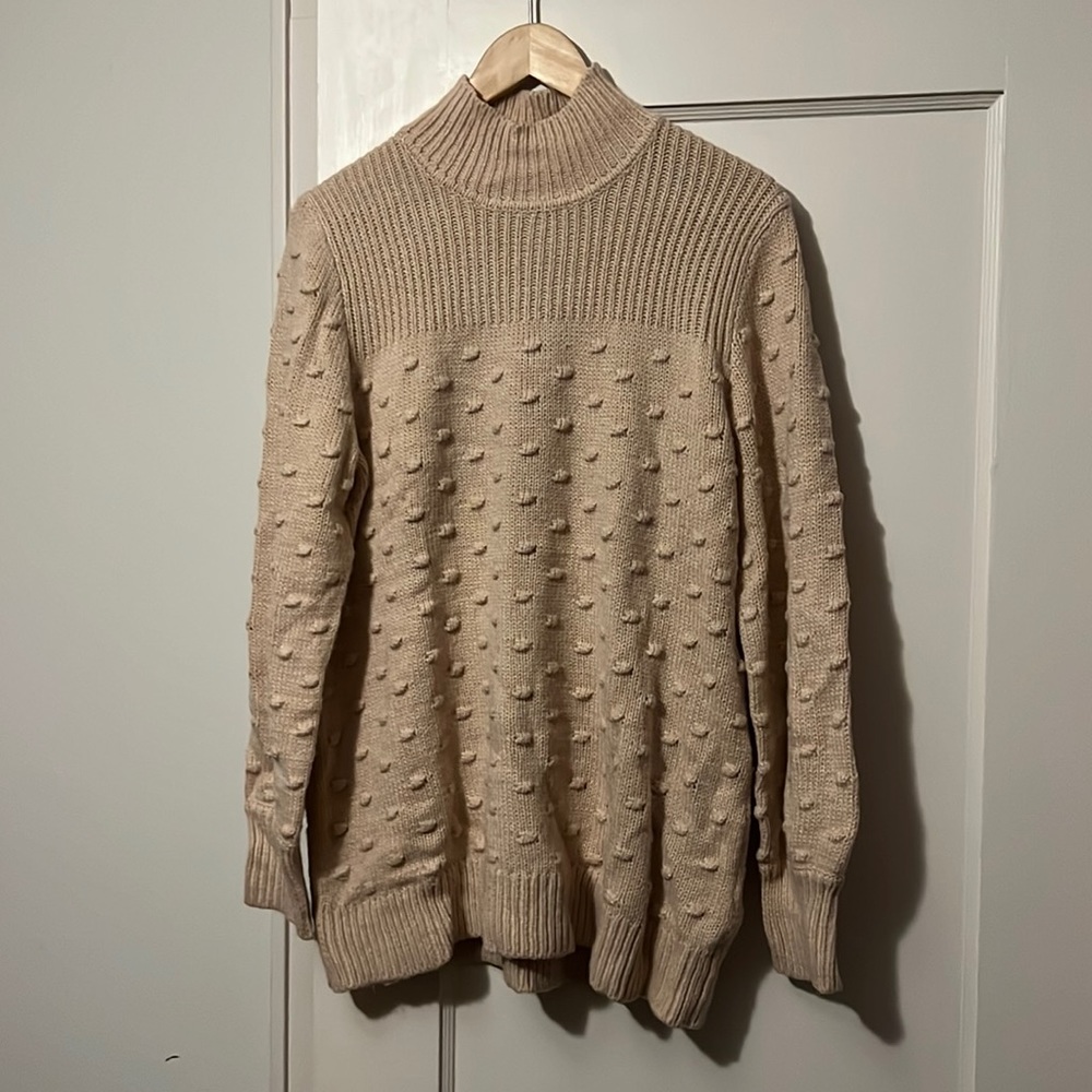 Calvin Klein Women’s Blush Turtle Neck Sweater (Long)